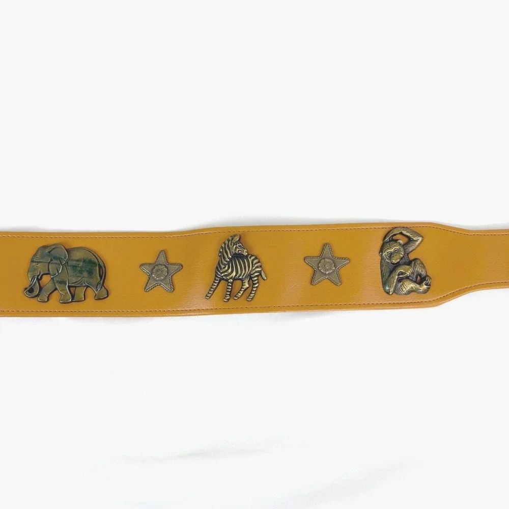 Brown Leather Belt Womens 31 in Animal Ornate Boho Elephant Zebra Lion‎ Western